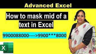 How to mask mid of a text in Excel | How to mask mid of a text in Excel using concat