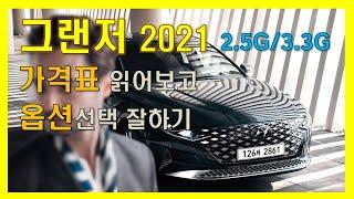 그랜저 2021 가솔린 가격표 읽어보고 옵션선택 잘하기