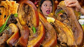 PORK RECIPE + MUKBANG || GIANT 3KG MASSIVE PORK MUKBANG  cooking and eating massive pork