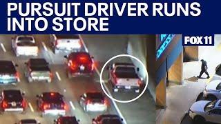 Man leads LA rush-hour police chase, runs to a Ross store