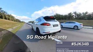 5jan2025 1 nshw#SJK34B porsche cayenne using expressway emergency lane