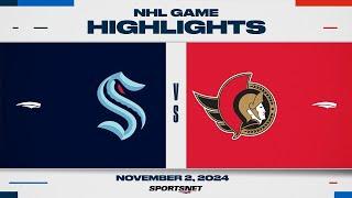 NHL Highlights | Kraken vs. Senators - November 2, 2024