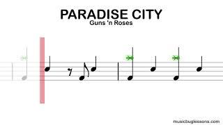 Paradise City - Guns N' Roses | EASY DRUMS | Scrolling Scores