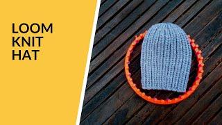 Loom Knit Ribbed Beanie, Rib Stitch Hat, Tightened Cast On, Child-Sized, Loom Knitting Project