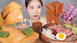 돌아온 꿀조합 노랑가오리회 올린 해주냉면 노랑가오리애 먹방 Spicy cold noodles(Naengmyeon)&Yellow stingray mukbang korean food