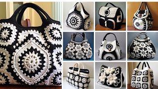 40+ MOST GORGEOUS HANDBAG/PURSE  GRANNY SQUARE FLOWER PATTERN CROCHET AI MADE IDEAS - KLMNO ART