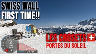 [4K] Skiing The Swiss Wall (Le Mur Suisse) First Time!!! Les Crosets Switzerland, GoPro HERO11