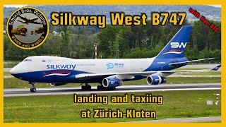 Silkway West Airlines Boeing 747 landing and taxiing at Zürich-Kloten (with live ATC)