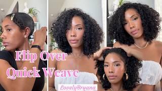 Flip Over Quick Weave: Minimal Leave-out | CurlsQueen 3a/3b Water Curly