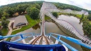 Great American Scream Machine Wooden Roller Coaster at Six Flags Over Georgia 4K POV
