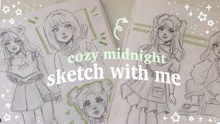 midnight draw with me  chill & cozy sketching ️