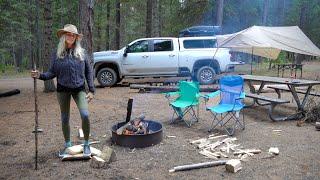 CAMPING, COOKING, STORMY Weather & BEARS IN GLACIER NATIONAL Park  | TRUCK CAMPER Life