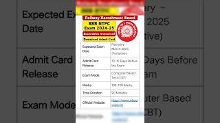 RRB NTPC Exam Date 2024-25 Announced, Download Admit Card Online @ Rrbcdg.gov.in #govtjobs #rrbs