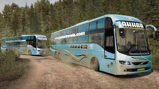 Luxury Indian Volvo B11r Sleeper Bus Struggle on Muddy Village Road | Euro Truck Simulator 2