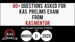 80+ Questions asked for KAS Prelims from KAS Mentor for both Paper 1 & 2 | KAS MENTOR
