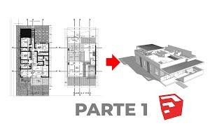 Curso SketchUp - Modelado arquitectura a partir de una plano parte 1