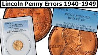 1940-1949 Wheat Penny Errors & Varieties Complete Guide - Values & Clear Explanation