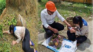 Ms. Tien was cutting fruit to sell when she was hit by a motorbike. Luckily, her brother saved her.