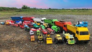 Mobil Truk Tronton Panjang Bongkar Mobil Mobilan Truk Pemadam, Crane, Truk Molen, Tayo, Dump Truck