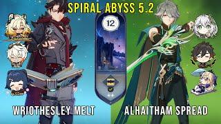 C0 Wriothesley Melt and C0 Alhaitham Spread | Genshin Impact Abyss 5.2 Floor 12 9 Stars