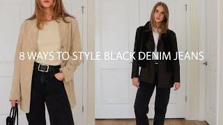 8 ways to style black denim jeans for winter | winter outfit ideas