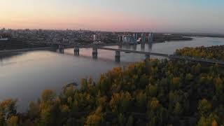 Aerial view to Barnaul city.