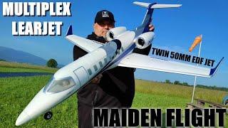 MULTIPLEX LEARJET twin 50mm 12 blades EDF RC jet plane 4S power MAIDEN FLIGHT