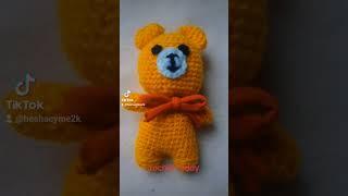 ගොතපු චූටි ටෙඩියෙක් @yuleeCrochet #crochet #forbabies #forgirl #amigurumi #teddy #teddybear