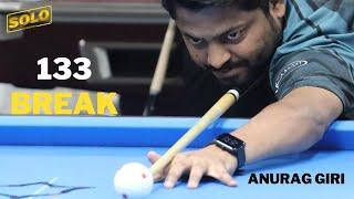 "Mastering The Table: A Flawless 133 Break by Anurag Giri At Solo Academy"