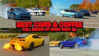 BEST OF CARS LEAVING CARS & COFFEE IN 2024!! PART 2 (Burnouts, Full Sends, Crashes etc)