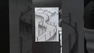 Easy landscape drawing technique  #shorts #craft #art #drawing #crafts #satisfying