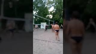 Beach volleyball, excellent ball blocking.