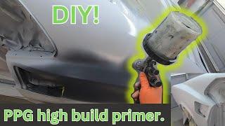 PPG high build primer on the Mach 1. Slither part 53. #mustang #restoration #primer #howto #diy