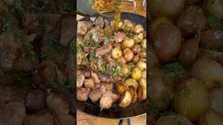 Buttery steak bites and potatoes with pappys new blue label seasoning