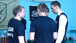 Military Sports Horting. Club knife and cane fight. National professionally applied sport of Ukraine