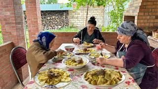 Grandma Cooking Traditional Azerbaijani Khinkali | Delicious Village Recipes!