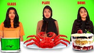 PLATE Vs GLASS Vs BOWL FOOD EATING CHALLENGE| PULLOTHI