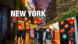 New York City LIVE Rainy Manhattan Christmas Walk 2024 on Monday (December 16, 2024)