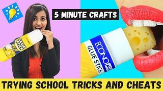 Trying School CHEATS and TRICKS by 5 Minute Crafts 