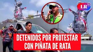 PARO NACIONAL HOY: PNP detiene a TRANSPORTISTAS por protestar con PIÑATA de RATA contra DINA #LR