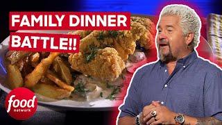 Guy Fieri Challenges Chefs To A Family Dinner Battle! | Guy's Grocery Games