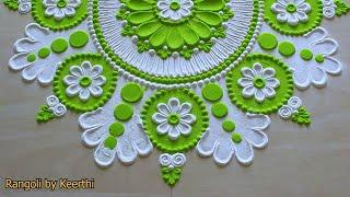 Simple rangoli design using 2 colours l महालक्ष्मी साधी, सुंदर रांगोळी l rangoli by keerthi l kolam