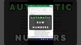 How to create Automatic row numbers in Excel