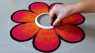 Easy Flower Rangoli Designs For Beginners | Festival Rangoli Designs | Simple Diwali Rangoli