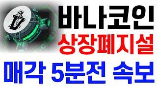 [바나코인] 바나코인 전망 상장폐지설 매각 5분전 속보! #바나코인호재 #바나코인목표가 #바나코인대응 #바나코인 #바나코인전망
