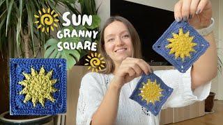 ️ SUN GRANNY SQUARE PATTERN ️ | step-by-step crochet tutorial