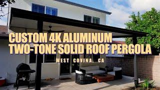Custom 4K Aluminum two-tone solid roof pergola | Elite LA Patios