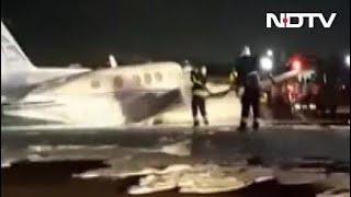 Air Ambulance Lands On Belly At Mumbai Airport After Landing Gear Fails