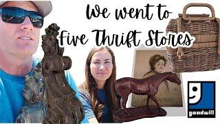 Goodwill Thrifting At 5 Stores - We Spent Over $300 On Vintage Home Decor For Resell