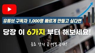 유튜브 채널 빠르게 성장 시키는 6가지 핵심 노하우(구독자 0명에서 1000명까지)